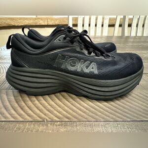 Hoka Bondi 8 Triple Black Athletic Running Shoes Women’s Size 10 D (Wide)